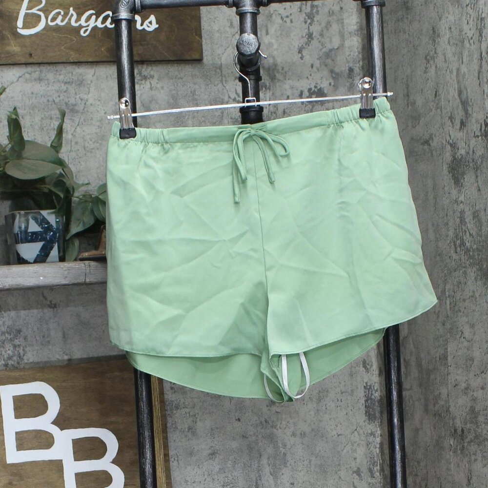 NEW State of Day Womens Crepe De Chine Pajama Sleep Shorts Green M